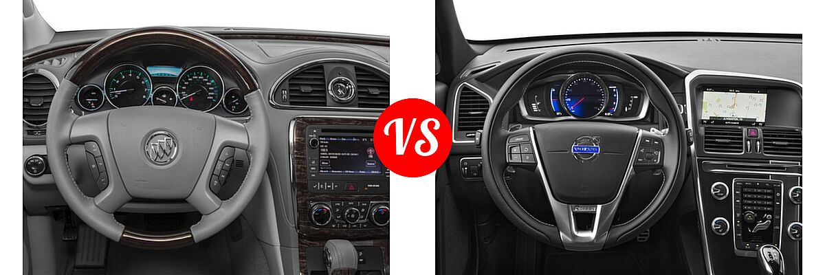 2016 Buick Enclave SUV Convenience / Leather / Premium vs. 2016 Volvo XC60 SUV T6 Drive-E R-Design / T6 Drive-E R-Design Platinum / T6 R-Design / T6 R-Design Platinum - Dashboard Comparison