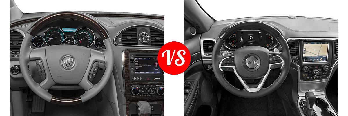 2016 Buick Enclave SUV Convenience / Leather / Premium vs. 2016 Jeep Grand Cherokee SUV High Altitude / Overland - Dashboard Comparison
