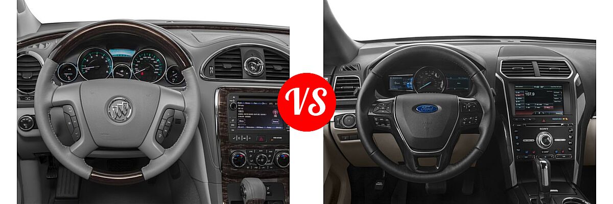 2016 Buick Enclave SUV Convenience / Leather / Premium vs. 2016 Ford Explorer SUV Limited - Dashboard Comparison