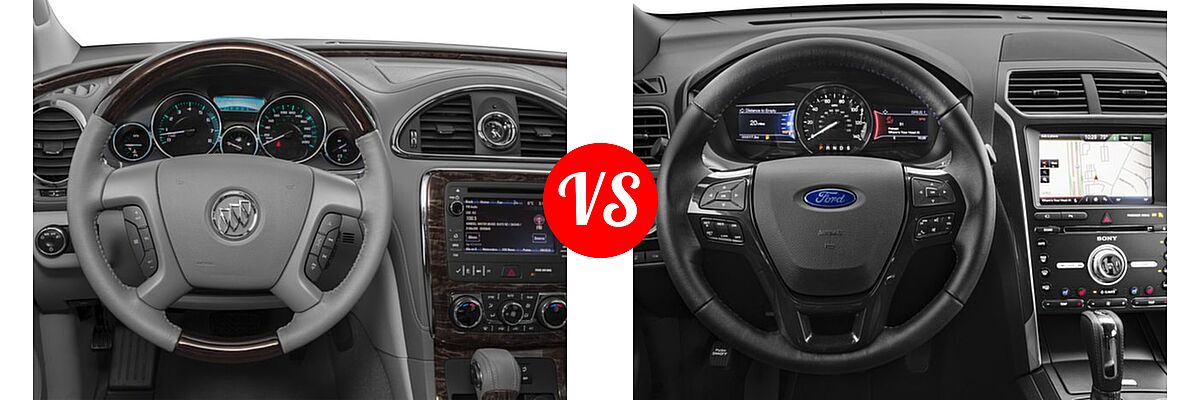 2016 Buick Enclave SUV Convenience / Leather / Premium vs. 2016 Ford Explorer SUV Sport - Dashboard Comparison