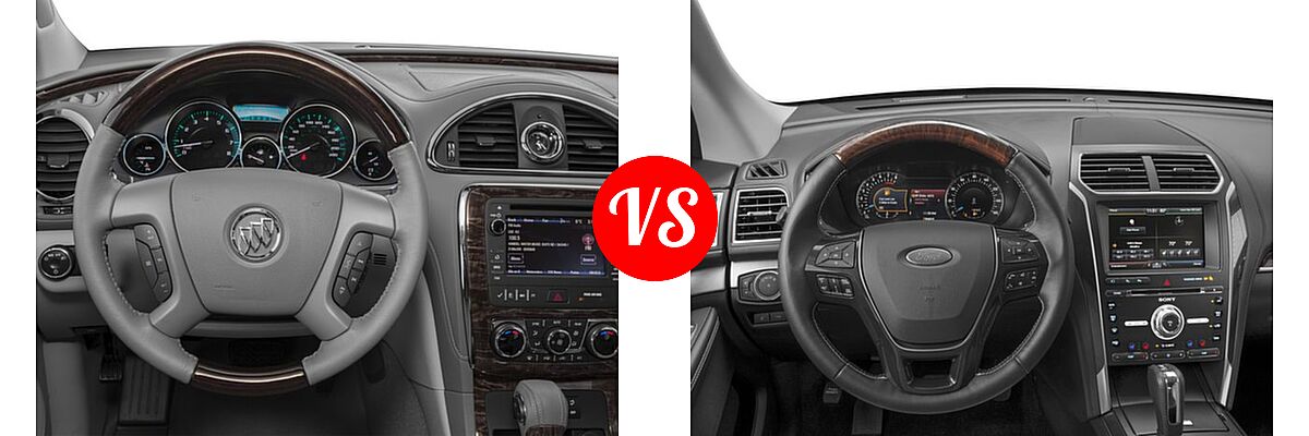 2016 Buick Enclave SUV Convenience / Leather / Premium vs. 2016 Ford Explorer SUV Platinum - Dashboard Comparison