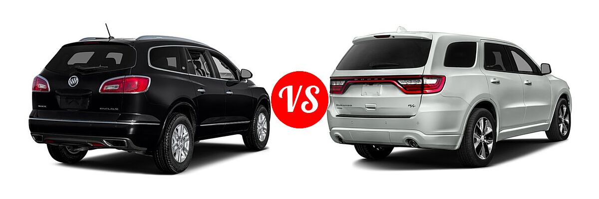 2016 Buick Enclave SUV Convenience / Leather / Premium vs. 2016 Dodge Durango SUV R/T - Rear Right Comparison