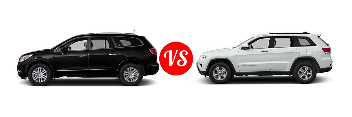 2016 Buick Enclave SUV Convenience / Leather / Premium vs. 2016 Jeep Grand Cherokee SUV Laredo - Side Comparison