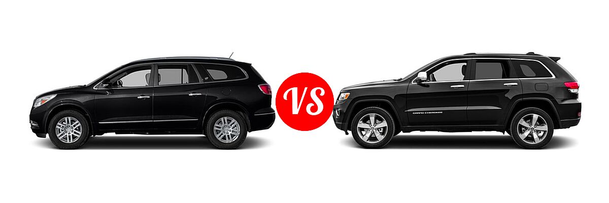 2016 Buick Enclave SUV Convenience / Leather / Premium vs. 2016 Jeep Grand Cherokee SUV 75th Anniversary / Limited / Limited 75th Anniversary - Side Comparison