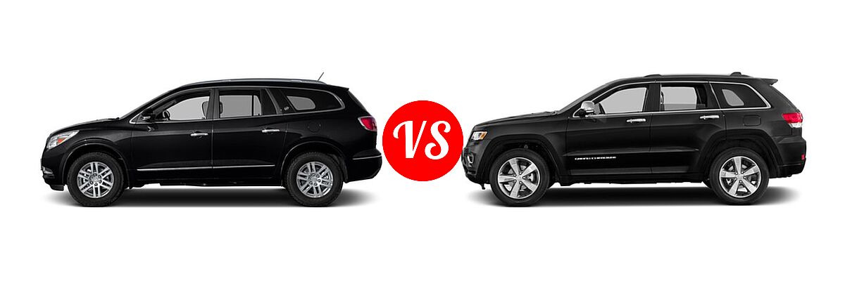 2016 Buick Enclave SUV Convenience / Leather / Premium vs. 2016 Jeep Grand Cherokee SUV High Altitude / Overland - Side Comparison