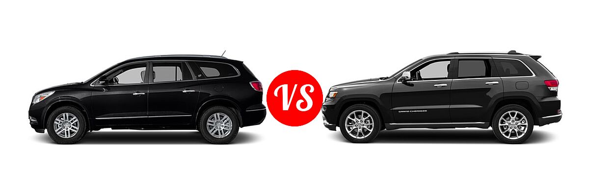 2016 Buick Enclave SUV Convenience / Leather / Premium vs. 2016 Jeep Grand Cherokee SUV Summit - Side Comparison