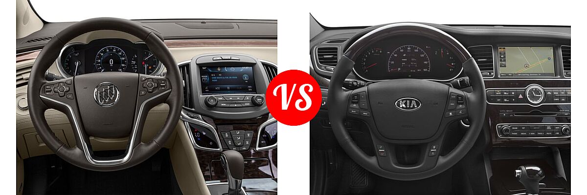 2016 Buick LaCrosse Sedan 4dr Sdn FWD / Leather / Premium I / Premium II / Sport Touring vs. 2016 Kia Cadenza Sedan Limited - Dashboard Comparison