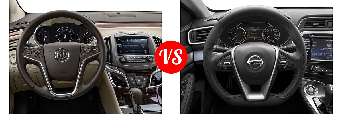 2016 Buick LaCrosse Sedan 4dr Sdn FWD / Leather / Premium I / Premium II / Sport Touring vs. 2016 Nissan Maxima Sedan 3.5 S / 3.5 SV - Dashboard Comparison