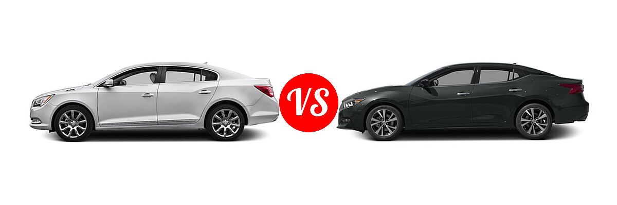 2016 Buick LaCrosse Sedan 4dr Sdn FWD / Leather / Premium I / Premium II / Sport Touring vs. 2016 Nissan Maxima Sedan 3.5 S / 3.5 SV - Side Comparison