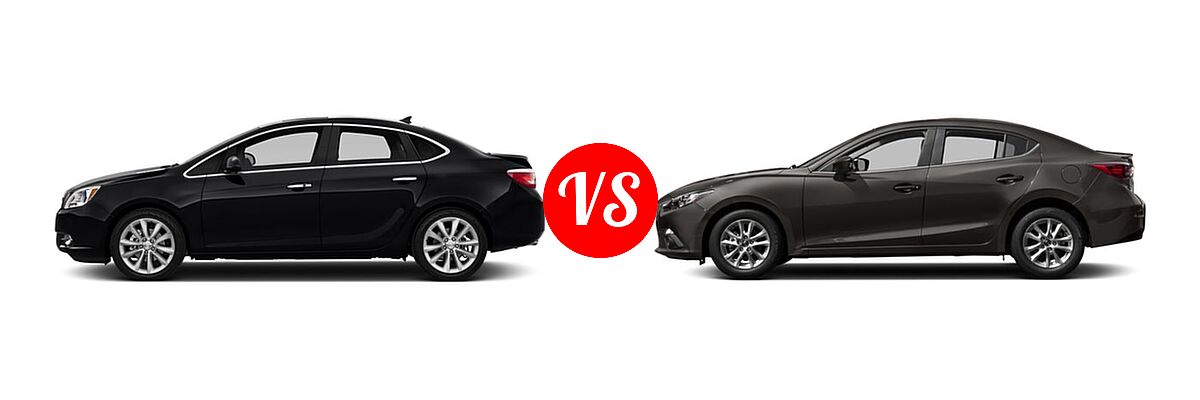 2016 Buick Verano Sedan Leather Group / Premium Turbo Group / Sport Touring vs. 2016 Mazda 3 Sedan i Touring - Side Comparison