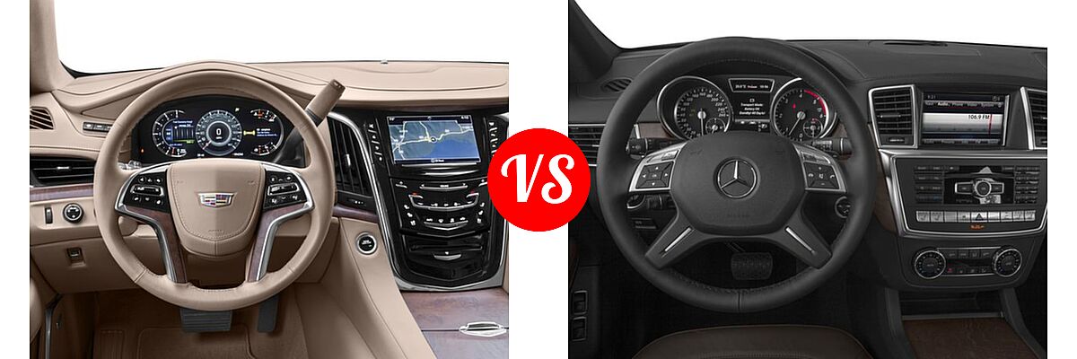 2016 Cadillac Escalade SUV Platinum vs. 2016 Mercedes-Benz GL-Class SUV Diesel GL 350 BlueTEC - Dashboard Comparison