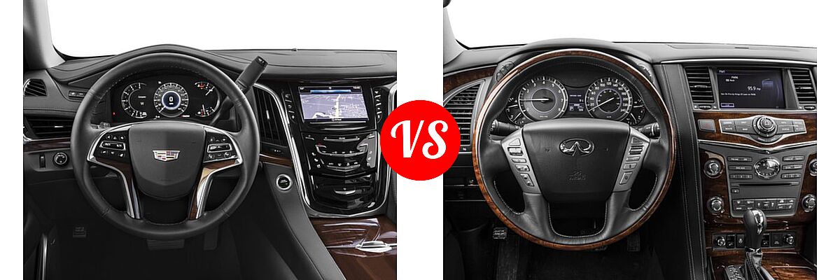 2016 Cadillac Escalade SUV Luxury Collection / Standard vs. 2016 Infiniti QX80 SUV Limited - Dashboard Comparison