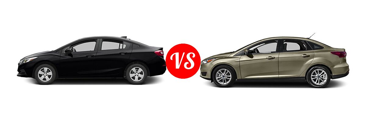 2016 Chevrolet Cruze Sedan L / LS vs. 2016 Ford Focus Sedan S / SE - Side Comparison