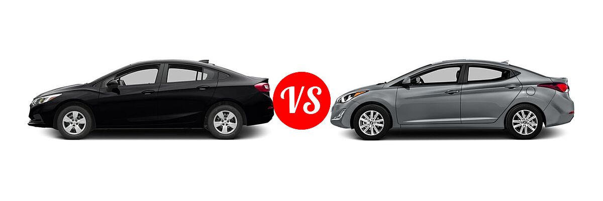 2016 Chevrolet Cruze Sedan L / LS vs. 2016 Hyundai Elantra Sedan SE / Sport / Value Edition - Side Comparison