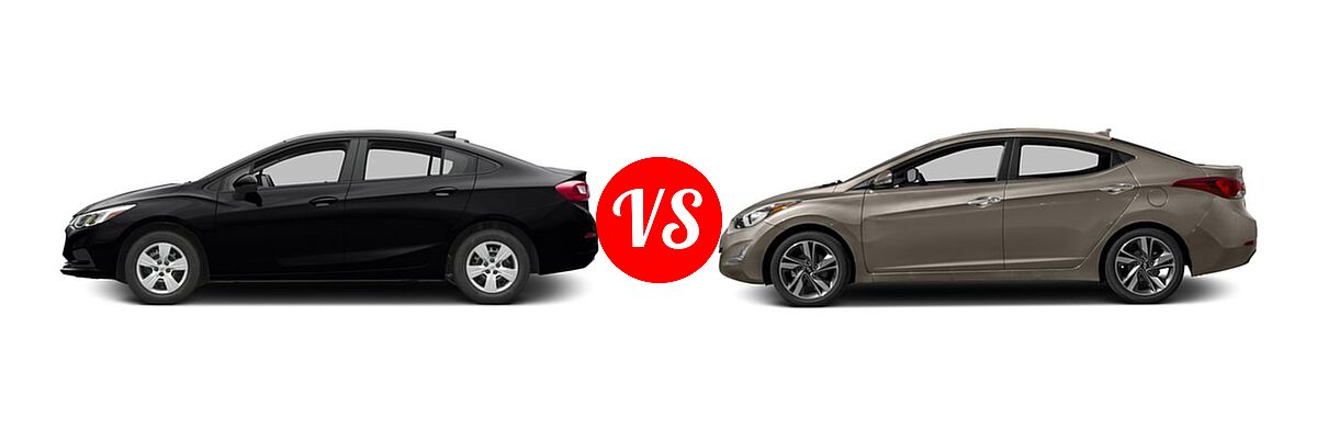 2016 Chevrolet Cruze Sedan L / LS vs. 2016 Hyundai Elantra Sedan Limited - Side Comparison