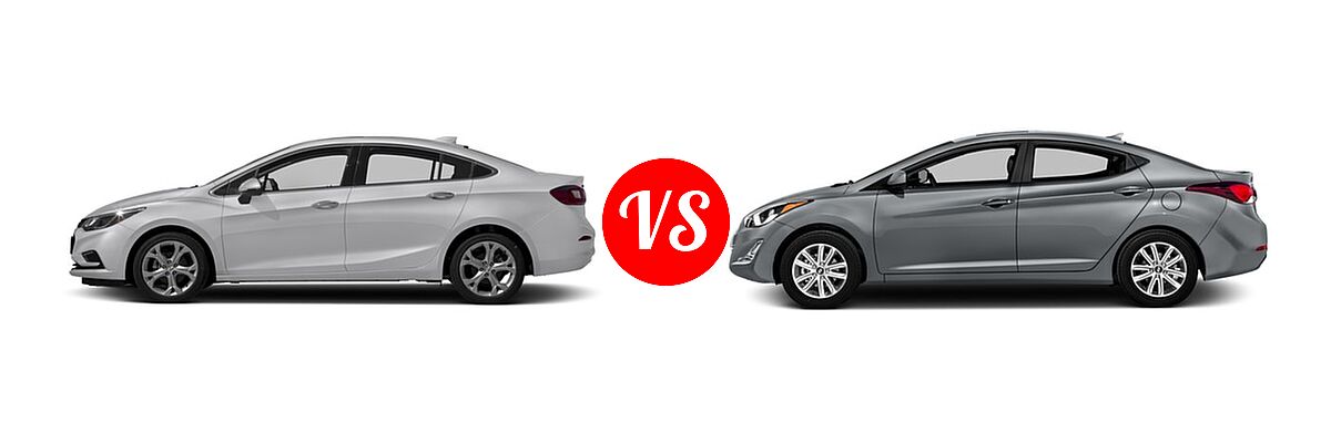 2016 Chevrolet Cruze Sedan Premier vs. 2016 Hyundai Elantra Sedan SE / Sport / Value Edition - Side Comparison