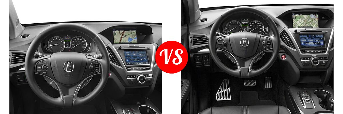 2017 Acura MDX SUV w/Advance Pkg vs. 2017 Acura MDX SUV Hybrid Sport Hybrid w/Advance Pkg - Dashboard Comparison