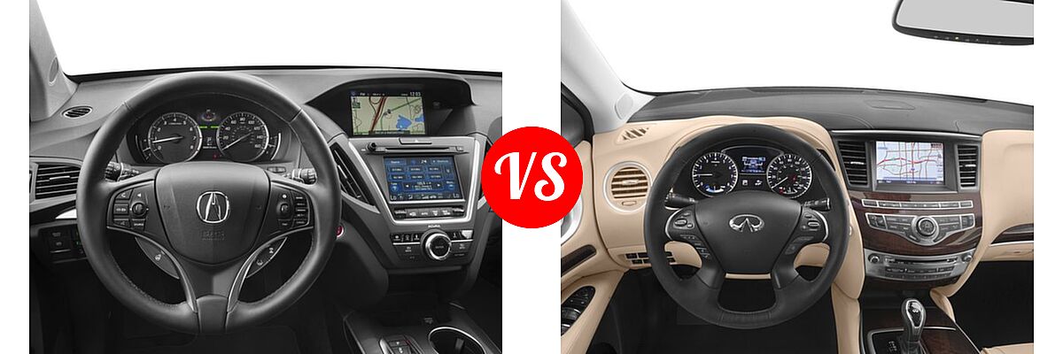 2017 Acura MDX SUV w/Advance Pkg vs. 2017 Infiniti QX60 SUV Hybrid AWD / FWD - Dashboard Comparison
