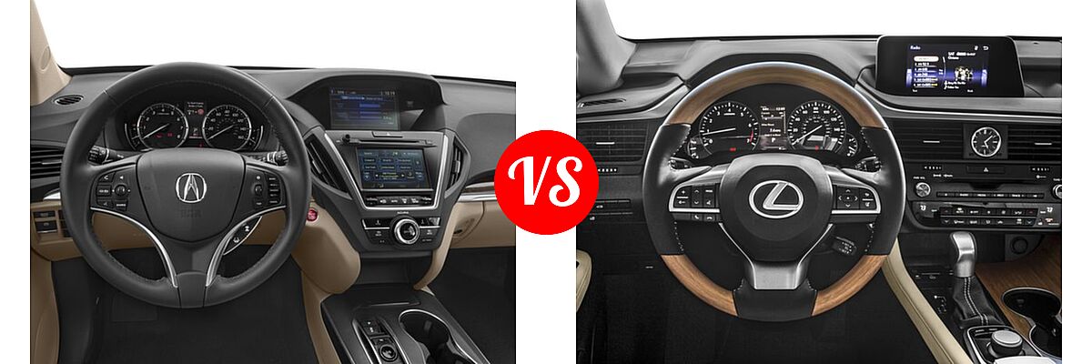 2017 Acura MDX SUV SH-AWD vs. 2017 Lexus RX 350 SUV RX 350 - Dashboard Comparison