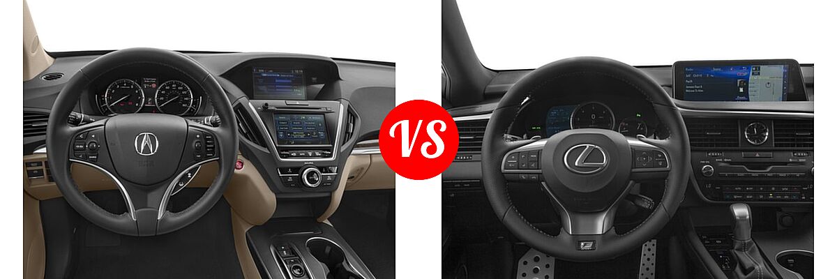 2017 Acura MDX SUV SH-AWD vs. 2017 Lexus RX 350 SUV RX 350 F Sport - Dashboard Comparison