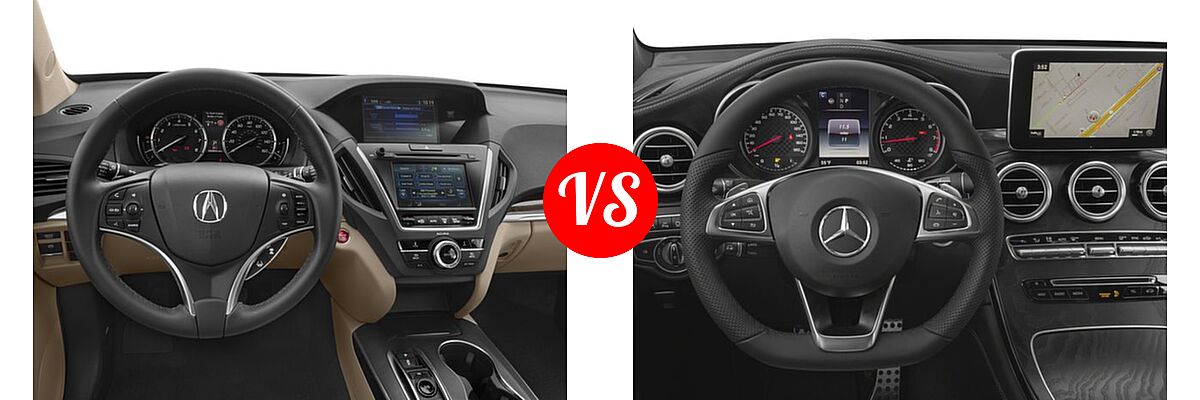 2017 Acura MDX SUV SH-AWD vs. 2017 Mercedes-Benz GLC-Class Coupe AMG GLC 43 SUV AMG GLC 43 - Dashboard Comparison