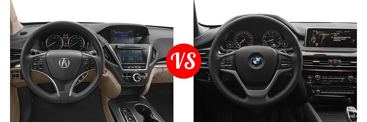 2017 Acura MDX SUV SH-AWD vs. 2017 BMW X6 SUV sDrive35i / xDrive35i / xDrive50i - Dashboard Comparison