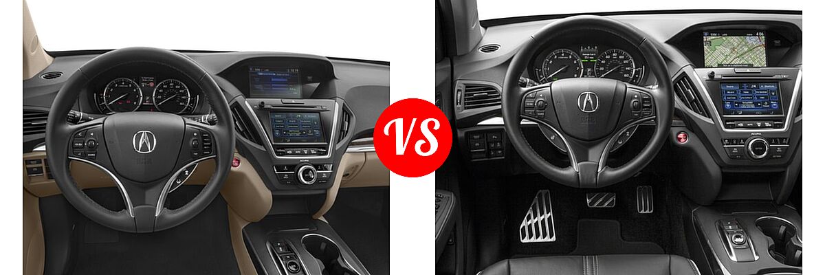 2017 Acura MDX SUV SH-AWD vs. 2017 Acura MDX SUV Hybrid Sport Hybrid w/Advance Pkg - Dashboard Comparison