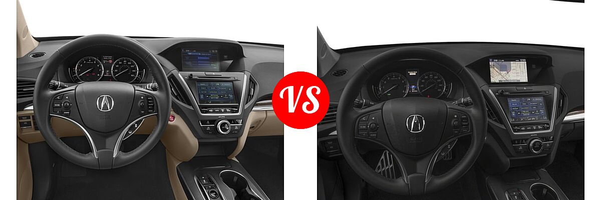 2017 Acura MDX SUV SH-AWD vs. 2017 Acura MDX SUV Hybrid Sport Hybrid w/Technology Pkg - Dashboard Comparison