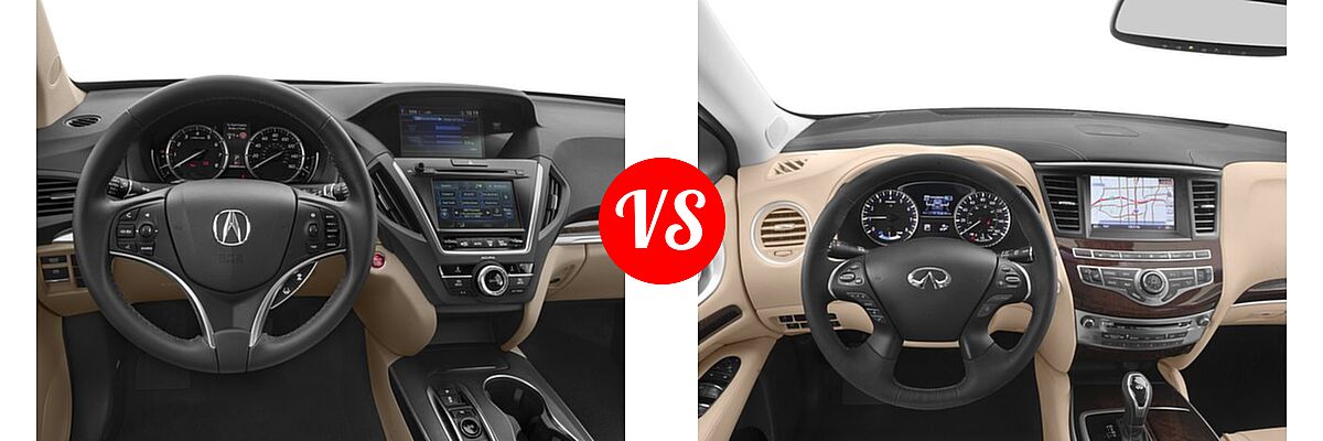 2017 Acura MDX SUV SH-AWD vs. 2017 Infiniti QX60 SUV Hybrid AWD / FWD - Dashboard Comparison