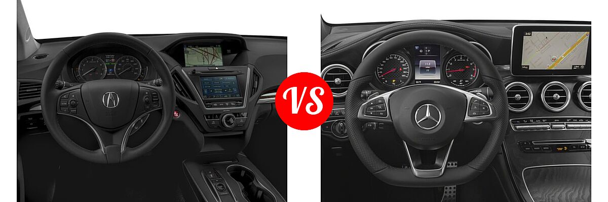 2017 Acura MDX SUV w/Technology Pkg vs. 2017 Mercedes-Benz GLC-Class Coupe AMG GLC 43 SUV AMG GLC 43 - Dashboard Comparison