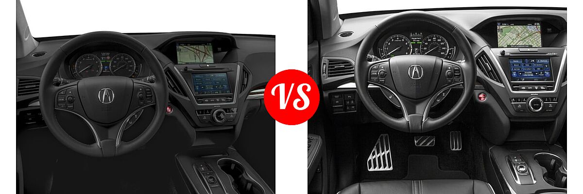 2017 Acura MDX SUV w/Technology Pkg vs. 2017 Acura MDX SUV Hybrid Sport Hybrid w/Advance Pkg - Dashboard Comparison