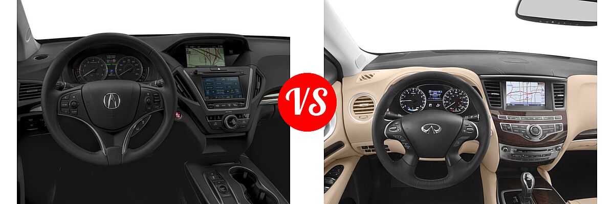 2017 Acura MDX SUV w/Technology Pkg vs. 2017 Infiniti QX60 SUV Hybrid AWD / FWD - Dashboard Comparison