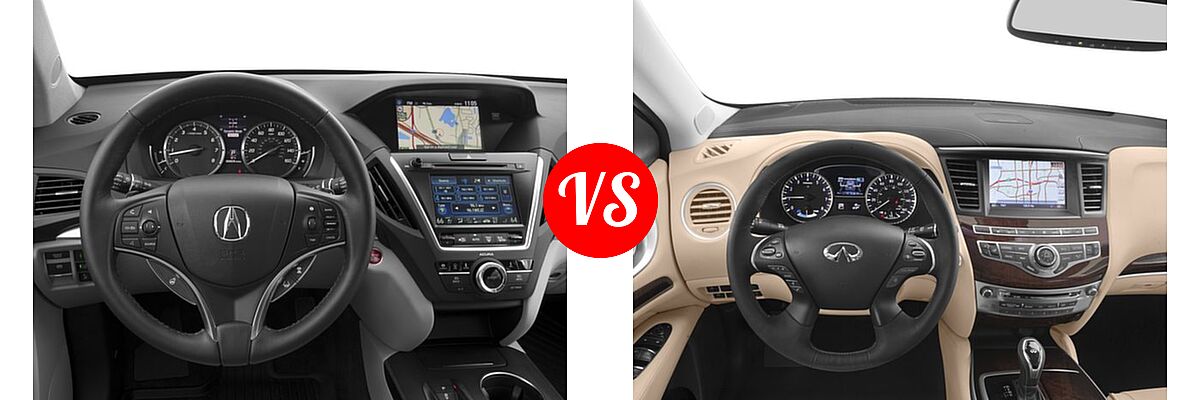 2017 Acura MDX SUV w/Advance Pkg vs. 2017 Infiniti QX60 SUV Hybrid AWD / FWD - Dashboard Comparison