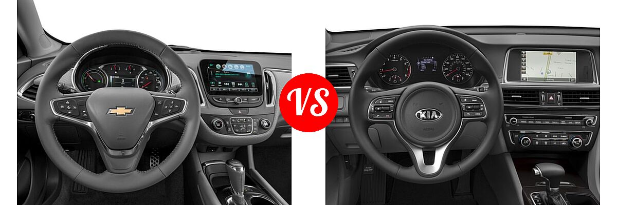 2016 Chevrolet Malibu Sedan Hybrid Hybrid vs. 2016 Kia Optima Sedan EX / LX / LX Turbo - Dashboard Comparison