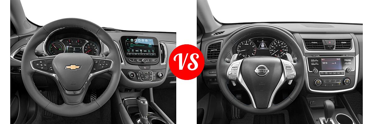 2016 Chevrolet Malibu Sedan Hybrid Hybrid vs. 2016 Nissan Altima Sedan 2.5 SR / 3.5 SR - Dashboard Comparison