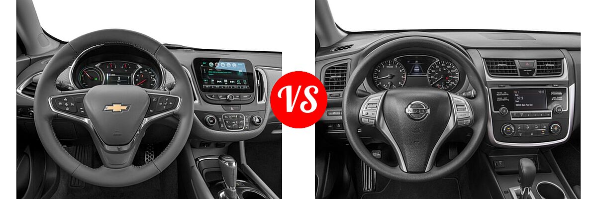 2016 Chevrolet Malibu Sedan Hybrid Hybrid vs. 2016 Nissan Altima Sedan 2.5 / 2.5 S / 2.5 SV - Dashboard Comparison