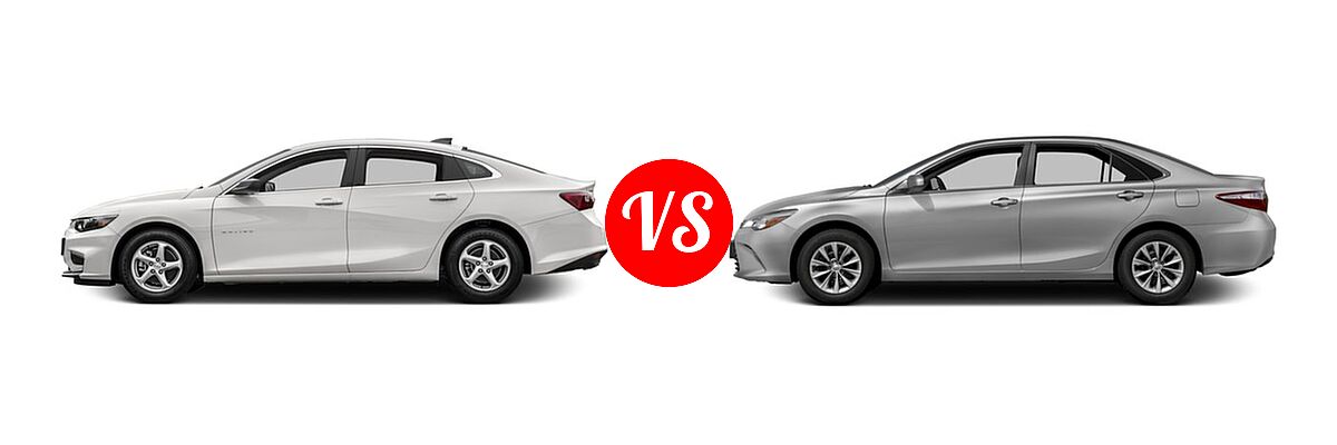 2016 Chevrolet Malibu Sedan L / LS vs. 2016 Toyota Camry Sedan LE / XLE - Side Comparison