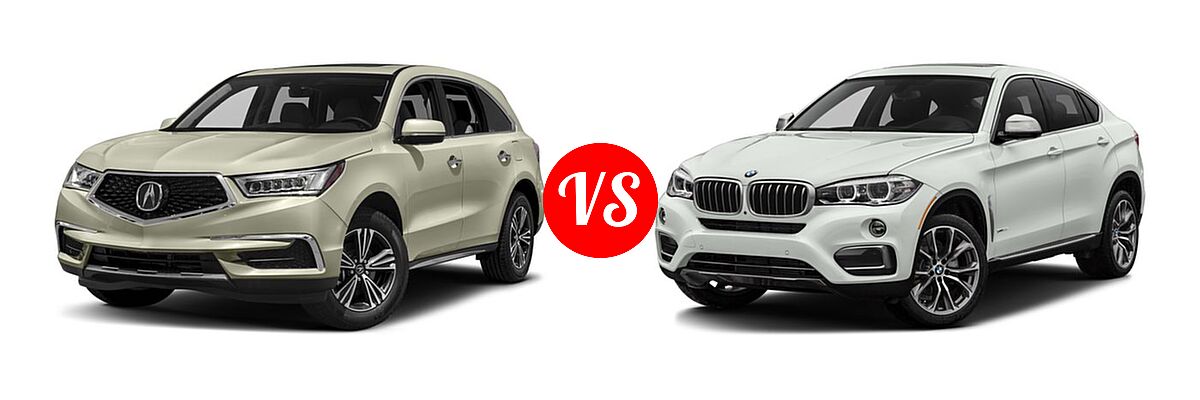 2017 Acura MDX SUV SH-AWD vs. 2017 BMW X6 SUV sDrive35i / xDrive35i / xDrive50i - Front Left Comparison