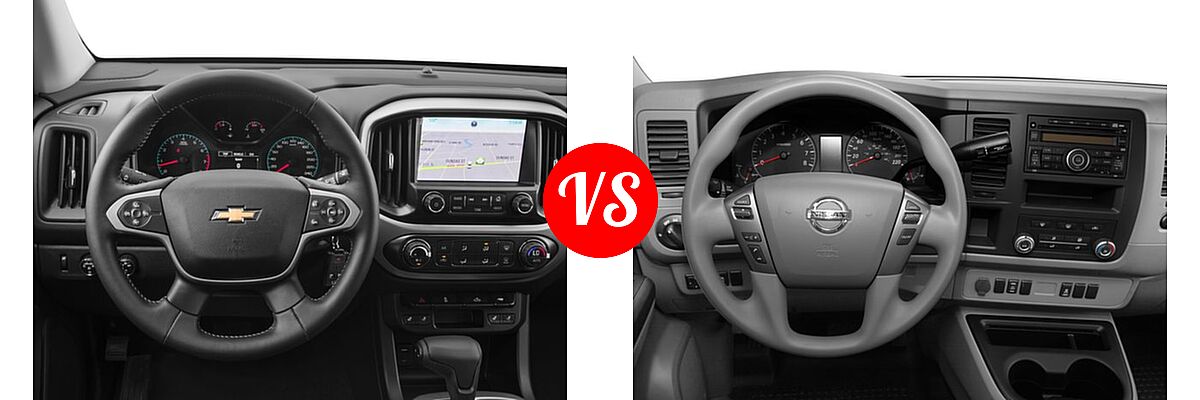2016 Chevrolet Colorado Pickup 2WD LT / 4WD Z71 vs. 2016 Nissan NV Cargo Van S / SV - Dashboard Comparison