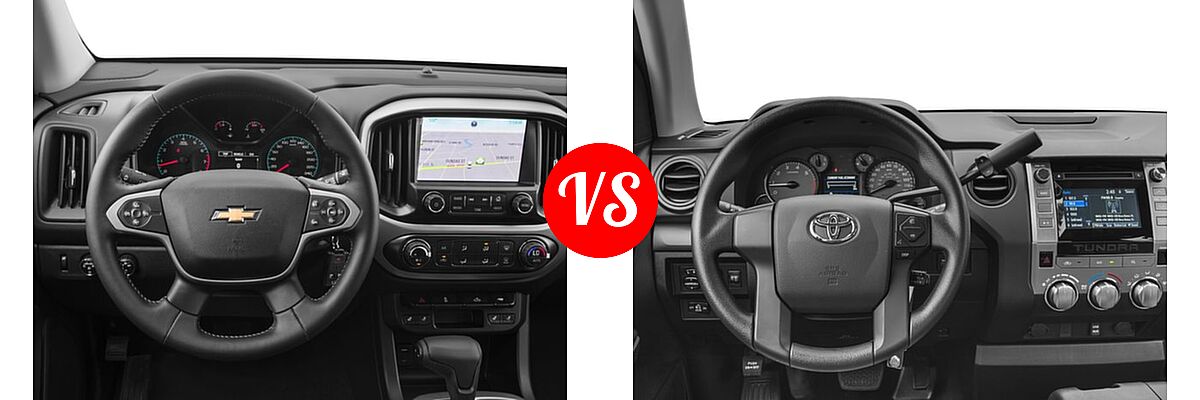 2016 Chevrolet Colorado Pickup 2WD LT / 4WD Z71 vs. 2016 Toyota Tundra Pickup SR - Dashboard Comparison