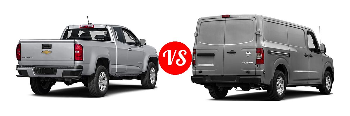 2016 Chevrolet Colorado Pickup 2WD LT vs. 2016 Nissan NV Cargo Van S / SV - Rear Right Comparison