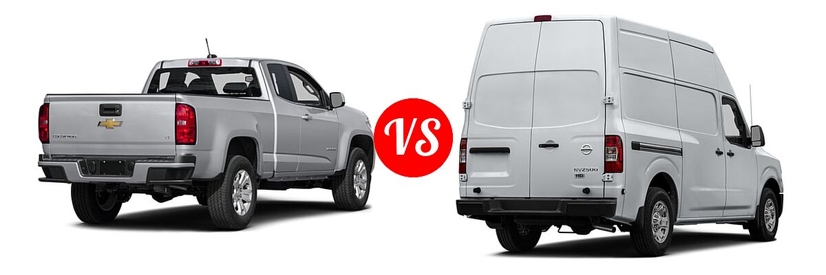 2016 Chevrolet Colorado Pickup 2WD LT vs. 2016 Nissan NV Cargo Van S / SL / SV - Rear Right Comparison