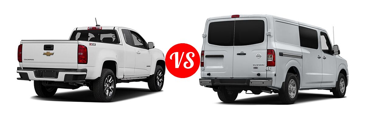 2016 Chevrolet Colorado Pickup 4WD Z71 vs. 2016 Nissan NV Cargo Van S / SL / SV - Rear Right Comparison