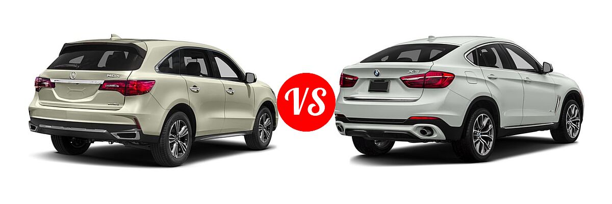 2017 Acura MDX SUV SH-AWD vs. 2017 BMW X6 SUV sDrive35i / xDrive35i / xDrive50i - Rear Right Comparison