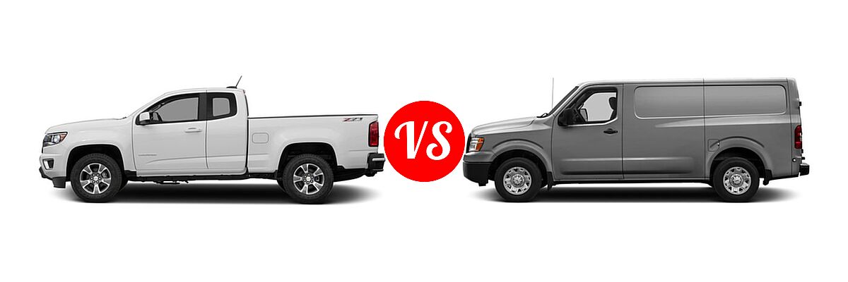 2016 Chevrolet Colorado Pickup 4WD Z71 vs. 2016 Nissan NV Cargo Van S / SV - Side Comparison