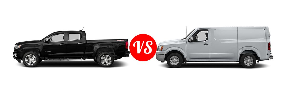 2016 Chevrolet Colorado Pickup 2WD LT / 4WD Z71 vs. 2016 Nissan NV Cargo Van S / SL / SV - Side Comparison