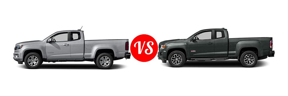 2016 Chevrolet Colorado Pickup 2WD LT vs. 2016 GMC Canyon Pickup 2WD SLE / 2WD SLT - Side Comparison