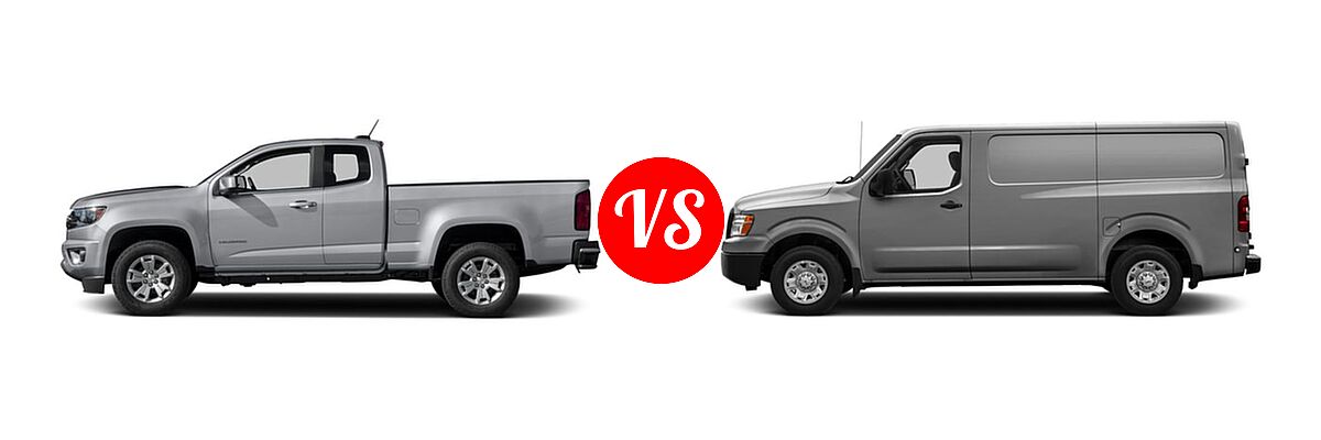 2016 Chevrolet Colorado Pickup 2WD LT vs. 2016 Nissan NV Cargo Van S / SV - Side Comparison