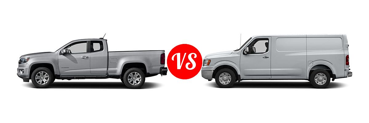 2016 Chevrolet Colorado Pickup 2WD LT vs. 2016 Nissan NV Cargo Van S / SL / SV - Side Comparison