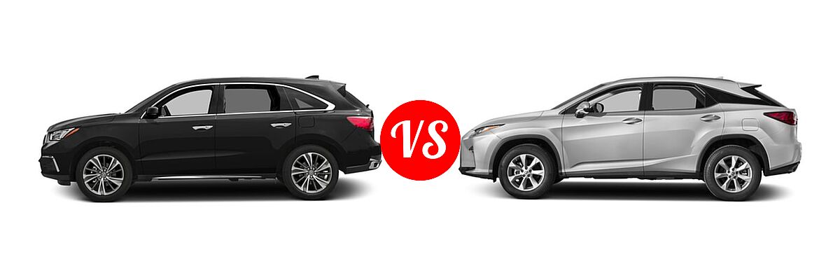 2017 Acura MDX SUV w/Technology Pkg vs. 2017 Lexus RX 350 SUV RX 350 - Side Comparison